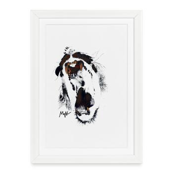 lion - Affiche encadrée (27 × 37 cm) - blanc - Devant