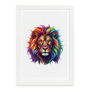 Rainbow lion / lion in rainbow colors - Framed poster (27 × 37 cm) - white - Front