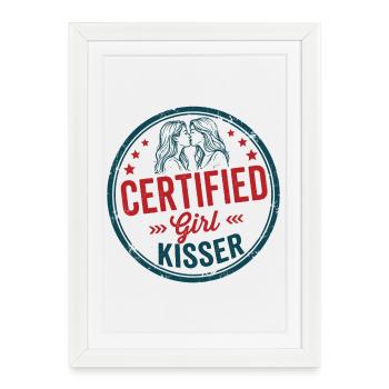 Mois de la Fierté LGBTQ - Fierté lesbienne - Girl Kisser - Affiche encadrée (27 × 37 cm) - blanc - Devant