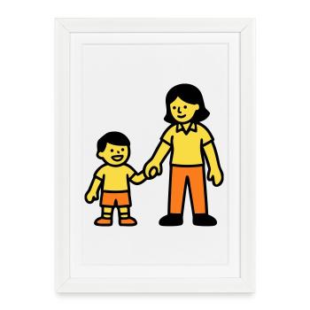 Logo de la main de l’enfant de l’enseignante de maternelle - Affiche encadrée (27 × 37 cm) - blanc - Devant