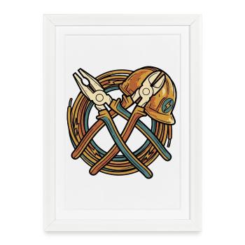 Electrician Humor Retro Work Design - Framed poster (27 × 37 cm) - white - Front