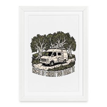 Camper dans la nature - Affiche encadrée (27 × 37 cm) - blanc - Devant