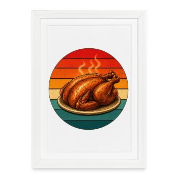 Motif barbecue rétro BBQ vintage - Affiche encadrée (27 × 37 cm) - blanc - Devant