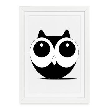 Grand-Œil Kawaii Noir & Blanc - Affiche encadrée (27 × 37 cm) - blanc - Devant