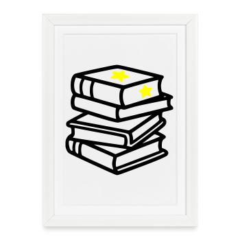 Stack of Books Star Fantasy Reading Book Club - Framed poster (27 × 37 cm) - white - Front