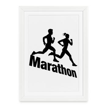 Duo de course – Marathon par équipes - Affiche encadrée (27 × 37 cm) - blanc - Devant