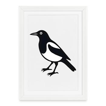 Pie Bird - Affiche encadrée (27 × 37 cm) - blanc - Devant