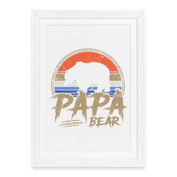 Papa Bear Retro Gift Father Father's Day - Framed poster (27 × 37 cm) - white - Front