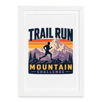 Trail Run - Mountain Challenge - Framed poster (27 × 37 cm) - white - Front