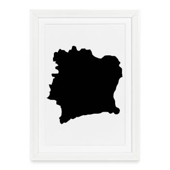Carte de la Côte d’Ivoire - Affiche encadrée (27 × 37 cm) - blanc - Devant