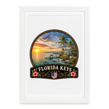 Florida Keys USA Vacation Atlantic Ocean - Framed poster (27 × 37 cm) - white - Front