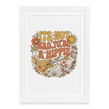 It's Not Bad To Be A Hippie Guitar - Framed poster (27 × 37 cm) - white - Front