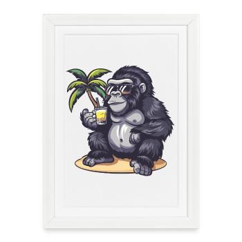 Gorilla Summer Palm Tree - Framed poster (27 × 37 cm) - white - Front