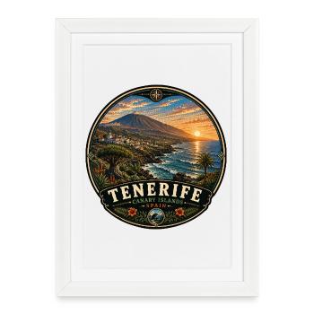 Design de vacances aux îles Canaries de Tenerife - Affiche encadrée (27 × 37 cm) - blanc - Devant