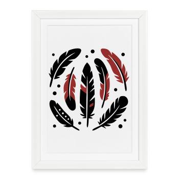 Bird Feathers Circle Logo - Framed poster (27 × 37 cm) - white - Front