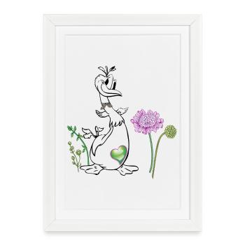 Duck in the meadow - Framed poster (27 × 37 cm) - white - Front