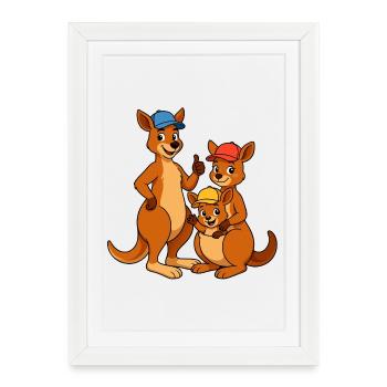 Famille des kangourous - Affiche encadrée (27 × 37 cm) - blanc - Devant