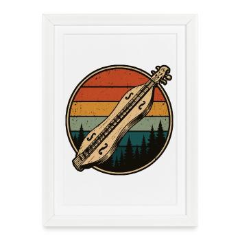 Dulcimer Musicien de Dulcimer Instrument pincé - Affiche encadrée (27 × 37 cm) - blanc - Devant