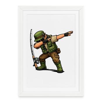 Pêcheur en dab - Affiche encadrée (27 × 37 cm) - blanc - Devant