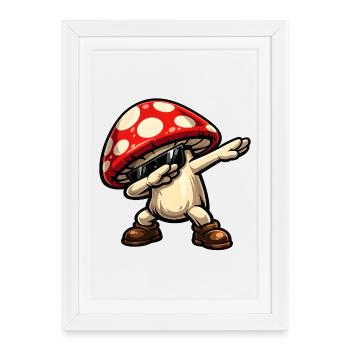 Dabbing Mushroom - Framed poster (27 × 37 cm) - white - Front