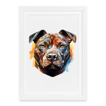 Colorful Polygonal Dog - 052 - Framed poster (27 × 37 cm) - white - Front