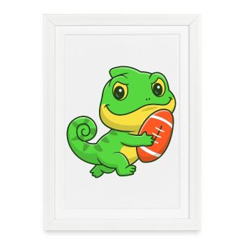 Mignonnerie Dino Gridiron - Affiche encadrée (27 × 37 cm) - blanc - Devant