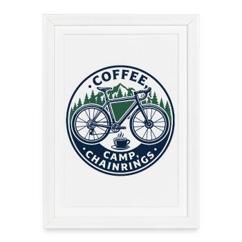 Emblème de vélo vintage des plateaux Coffee Camp - Affiche encadrée (27 × 37 cm) - blanc - Devant