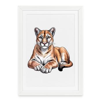 Mountain Lion Animal Lover Wildlife - Framed poster (27 × 37 cm) - white - Front