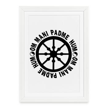 Wheel of Life with mantra "om mani padme hum" - Framed poster (27 × 37 cm) - white - Front
