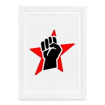 revolution fist (for black shirts) - Affiche encadrée (27 × 37 cm) - blanc - Devant