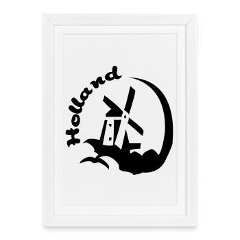 Hollande Moulin à vent - Affiche encadrée (27 × 37 cm) - blanc - Devant
