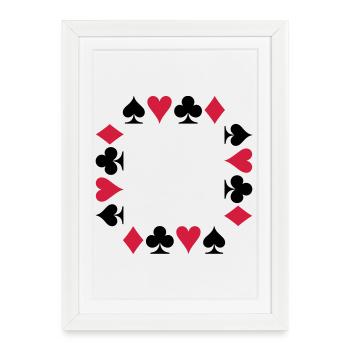 Cartes - Poker - Bridge - Affiche encadrée (27 × 37 cm) - blanc - Devant
