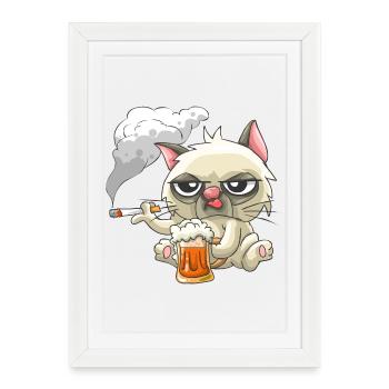 Bad Cat - Affiche encadrée (27 × 37 cm) - blanc - Devant