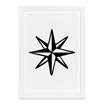 Rose des vents (Coleur unie) - Affiche encadrée (27 × 37 cm) - blanc - Devant