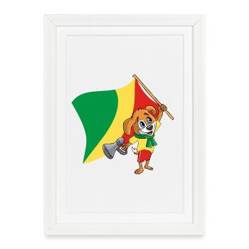 Congo (Brazzaville) fan chien - Affiche encadrée (27 × 37 cm) - blanc - Devant