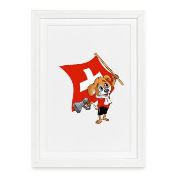 Suisse fan chien - Affiche encadrée (27 × 37 cm) - blanc - Devant