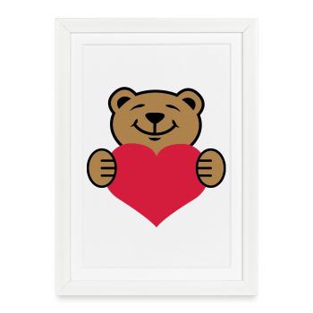 Herz | Bärchen | Heart | Bear - Affiche encadrée (27 × 37 cm) - blanc - Devant
