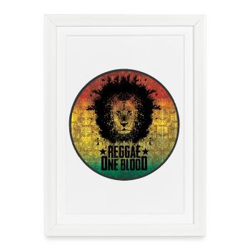 Motif lion reggae avec dégradé - Affiche encadrée (27 × 37 cm) - blanc - Devant