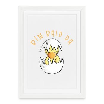 Je suis là bientôt je suis enceinte je bébé cadeau - Affiche encadrée (27 × 37 cm) - blanc - Devant