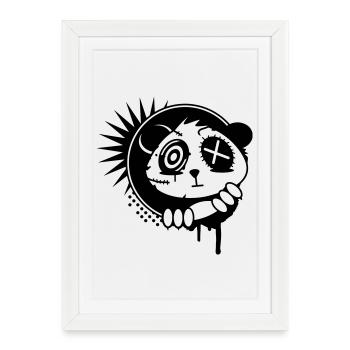 Un autocollant avec la tête d'ours panda - Affiche encadrée (27 × 37 cm) - blanc - Devant
