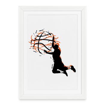 basketball - Affiche encadrée (27 × 37 cm) - blanc - Devant