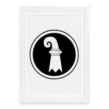 Basel flag in circle - Framed poster (27 × 37 cm) - white - Front