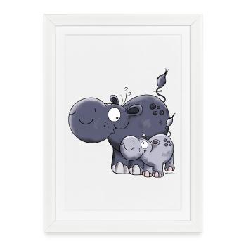Hippopotame - Affiche encadrée (27 × 37 cm) - blanc - Devant