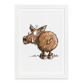 Funny Wild Boar - Framed poster (27 × 37 cm) - white - Front