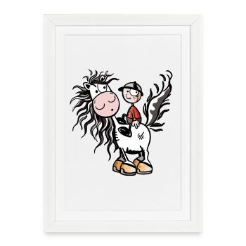 Petit Cavalier - Cheval - Chevaux - Chevaux - Band - Affiche encadrée (27 × 37 cm) - blanc - Devant