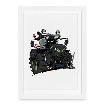 0927 C TRACTEUR NOIR - Affiche encadrée (27 × 37 cm) - blanc - Devant