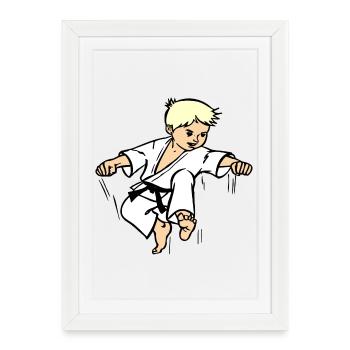 Karaté enfant ou judo enfant ceinture noire - Affiche encadrée (27 × 37 cm) - blanc - Devant