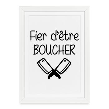 Fier d'être boucher - Affiche encadrée (27 × 37 cm) - blanc - Devant