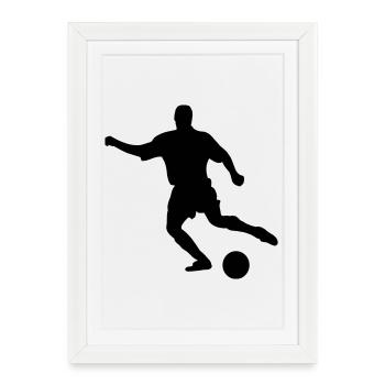 Football player with kick movement to ball - Framed poster (27 × 37 cm) - white - Front