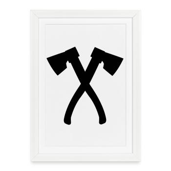 Deux axes pour hachoir, charpentier ou bûcheron - Affiche encadrée (27 × 37 cm) - blanc - Devant